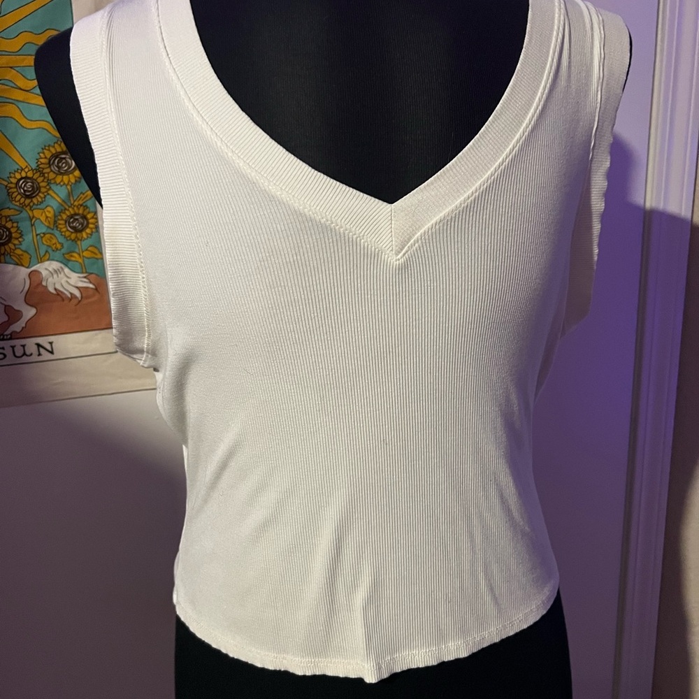 BDG White V-Neck Tank Top